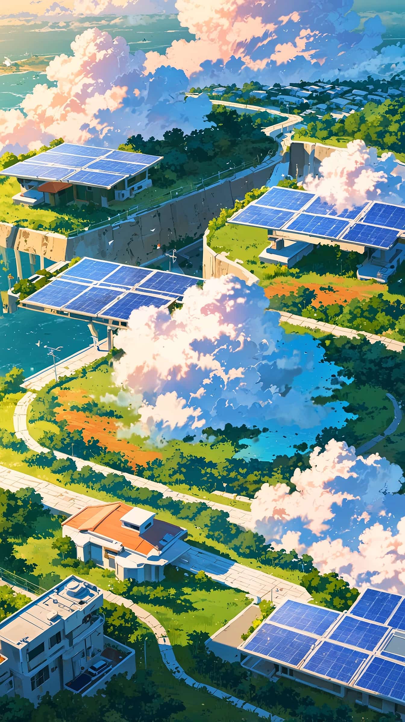 Solarpunk Utopia anime wallpaper