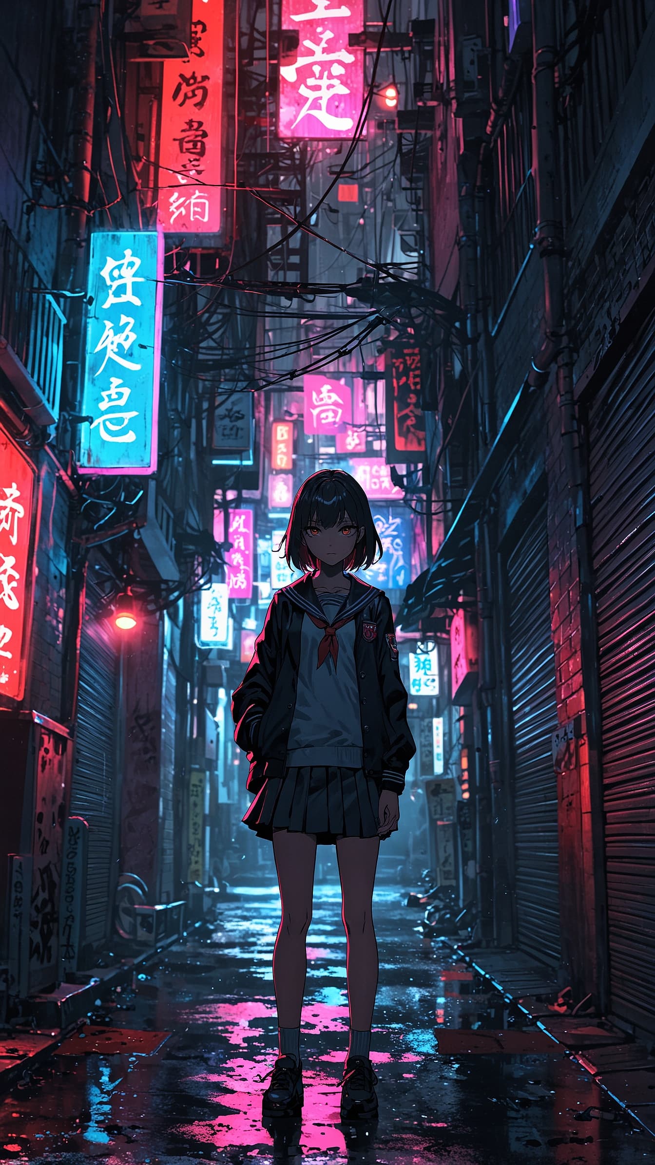 Neon Puddles anime wallpaper