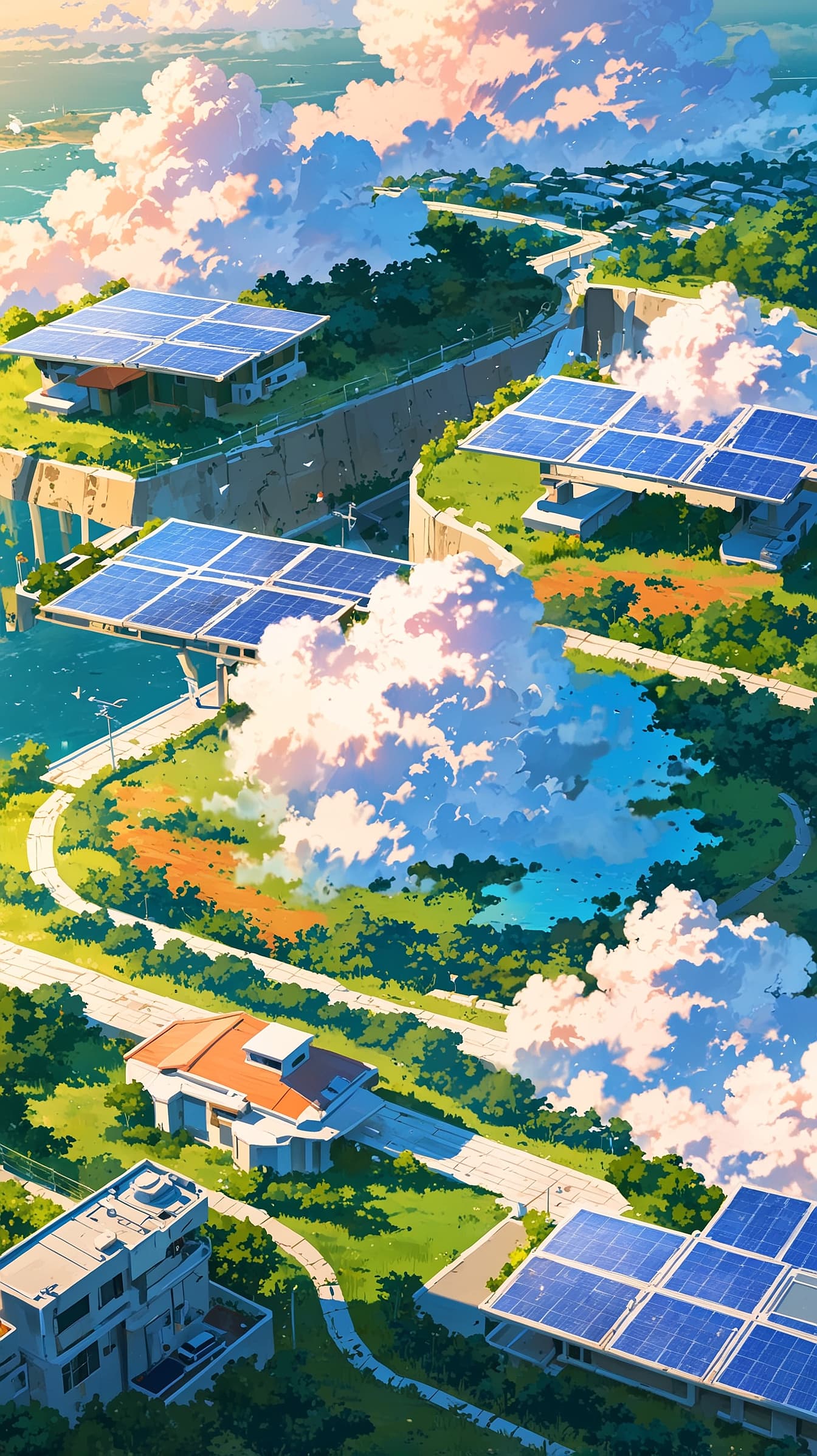 Solarpunk Utopia anime wallpaper